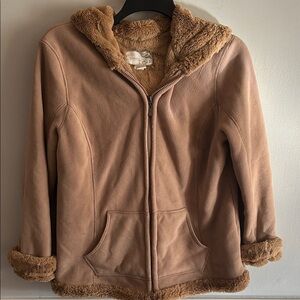 GreenTea Women's Tan Faux Fur Jacket
